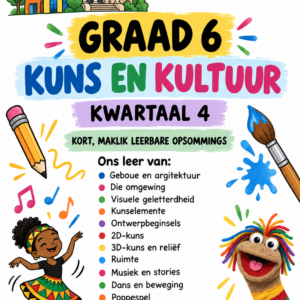 Graad 6 Kreatiewe Kunste – Kwartaal 4 Opsommings